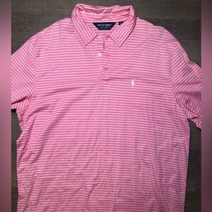 Polo Golf Ralph Lauren men’s shirt XL Pima cotton pink white stripes pony logo